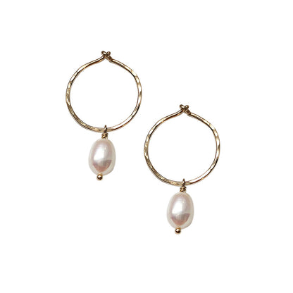 strut jewelry small pearl hoops 14k gold fill