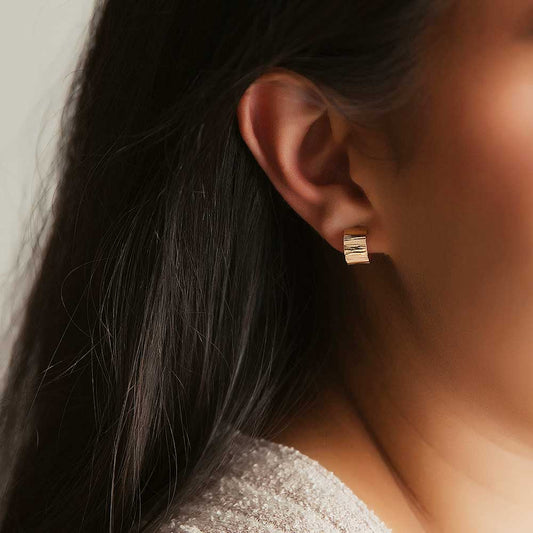 strut jewelry wide mini hoops 14k gold fill